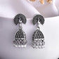 VOJ White Beads Studded Oxidised Silver Plated Contemporary Jhumka - Swadesiicart