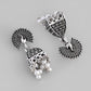 VOJ White Beads Studded Oxidised Silver Plated Contemporary Jhumka - Swadesiicart