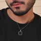 VOJ Men's Stainless Steel Silver Plated Chain With Square Shaped Pendant - Swadesiicart