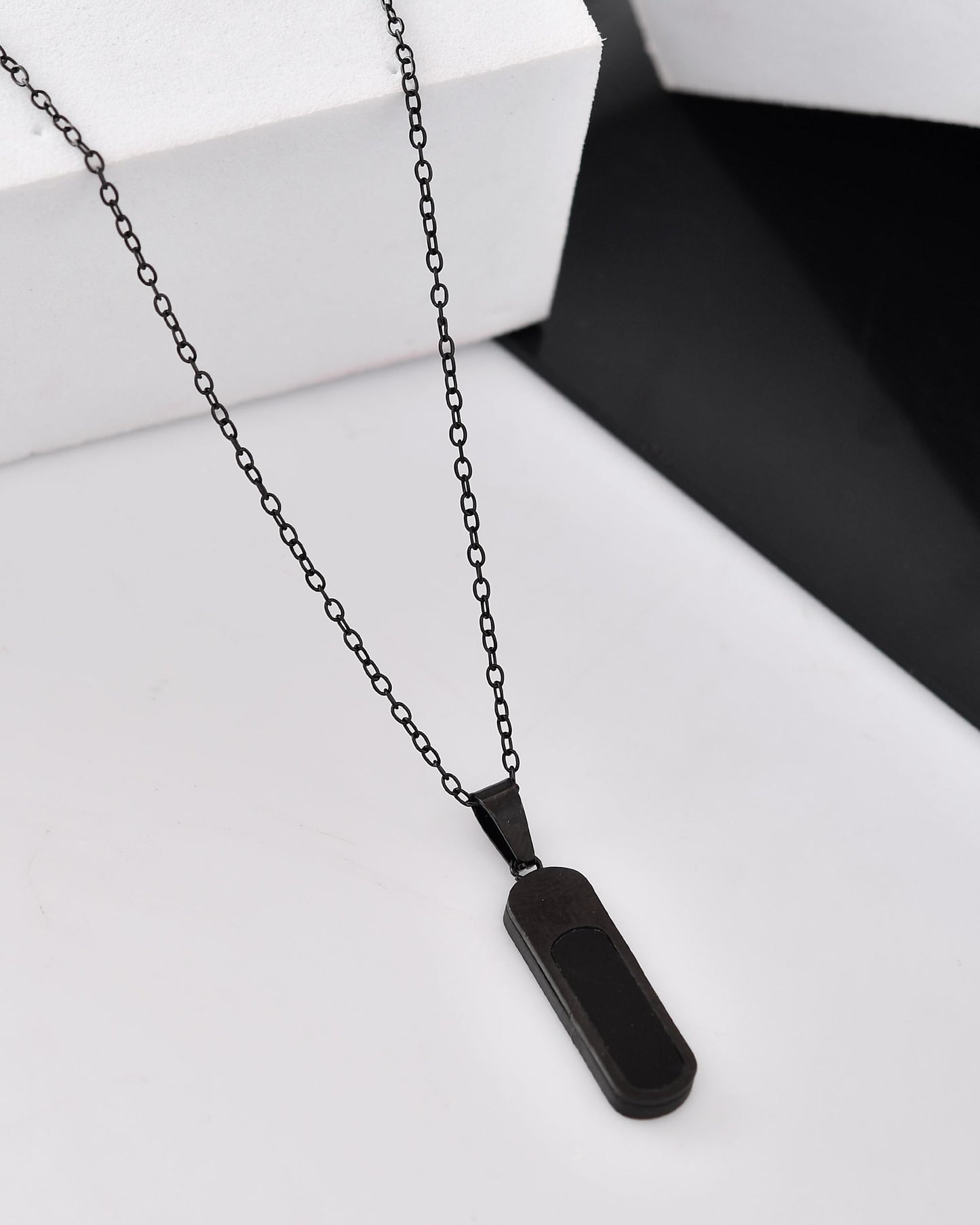 VOJ Men Stainless Steel Chain With Slab Pendant - Swadesiicart