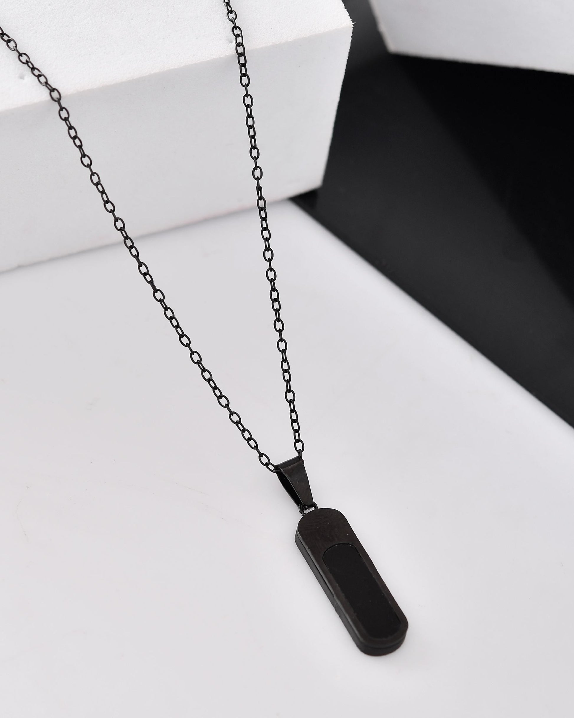 VOJ Men Stainless Steel Chain With Slab Pendant - Swadesiicart