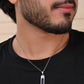 VOJ Men Silver-Plated Minimal Chain With Slab Pendant - Swadesiicart