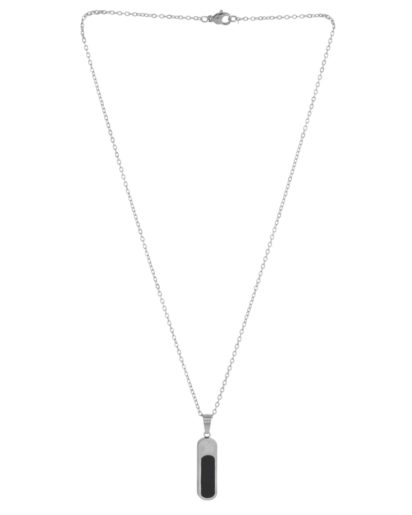 VOJ Men Silver-Plated Minimal Chain With Slab Pendant - Swadesiicart