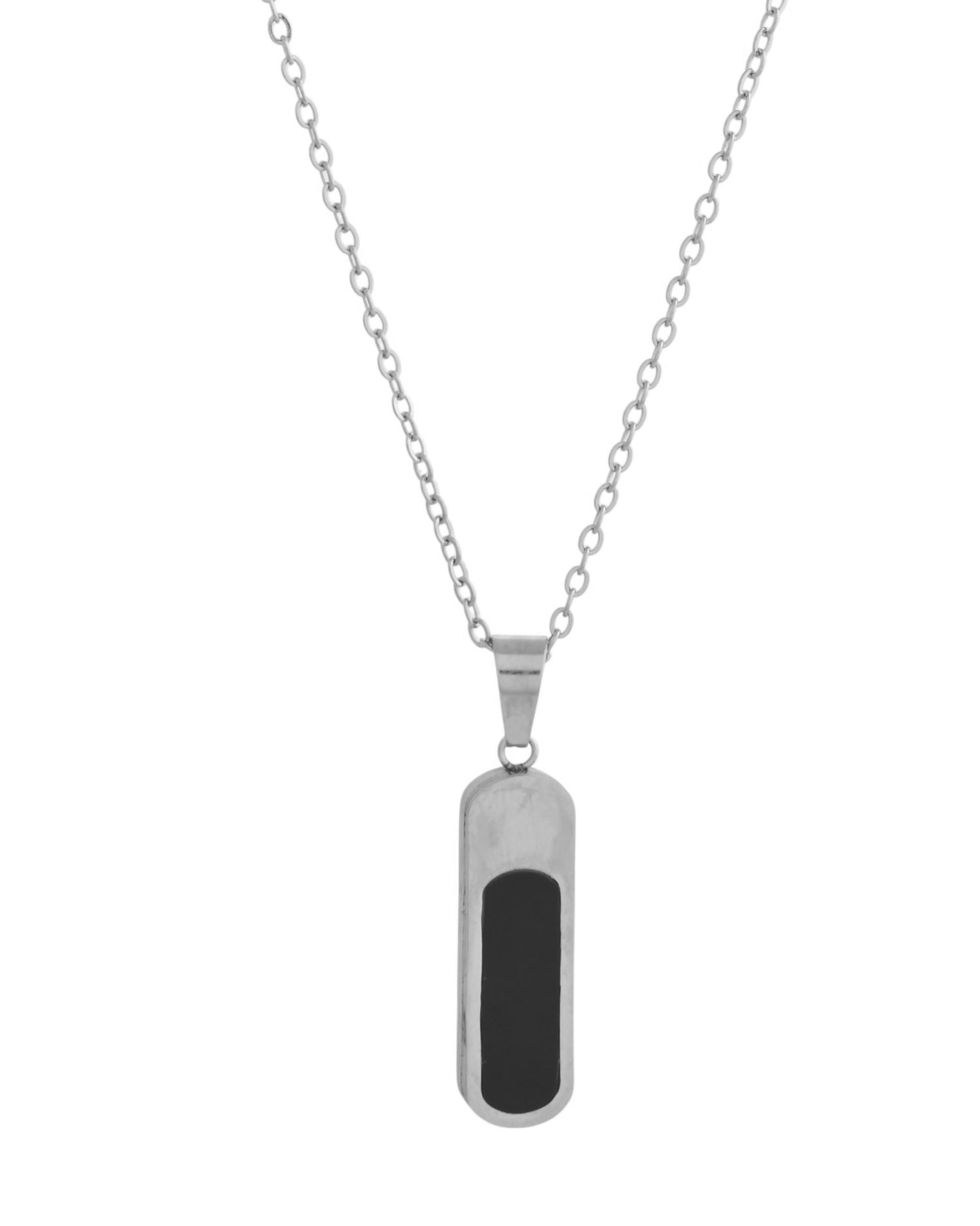 VOJ Men Silver-Plated Minimal Chain With Slab Pendant - Swadesiicart