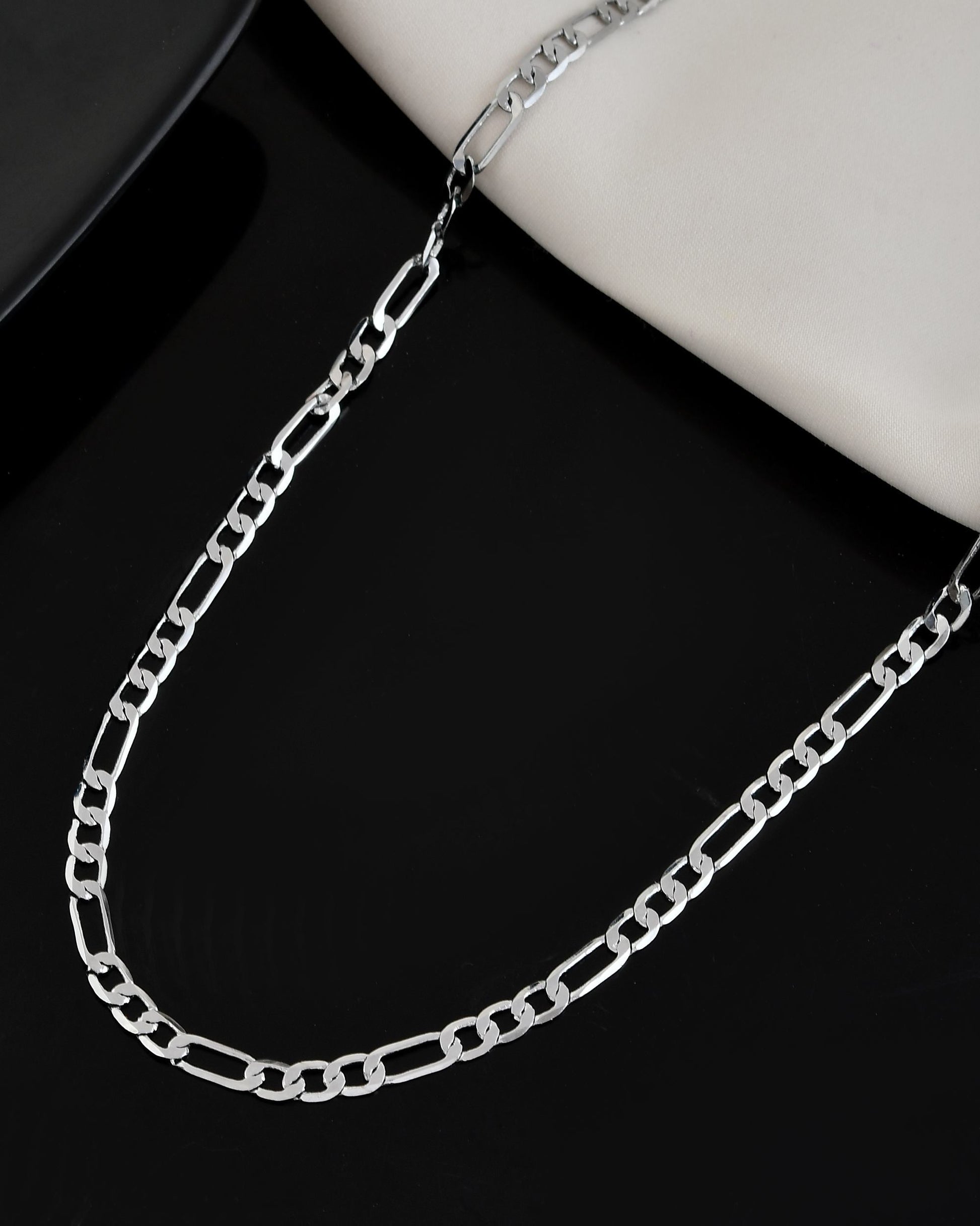 VOJ Men's Silver Plated Linked Chain - Swadesiicart