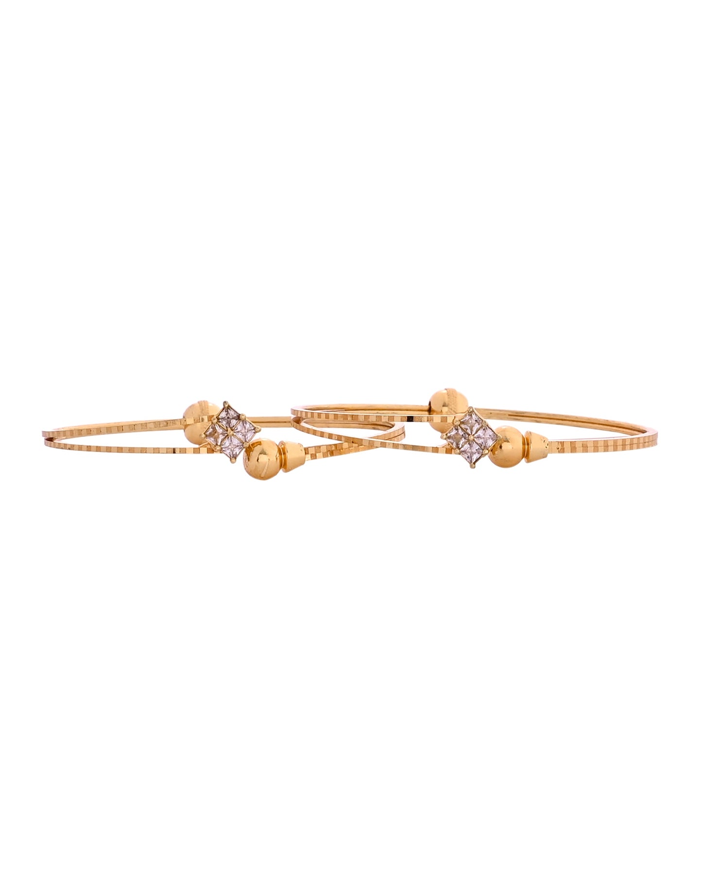 VOJ Set Of 2 Gold Polished Stone Studded Squares Shaped Bangles - Swadesiicart