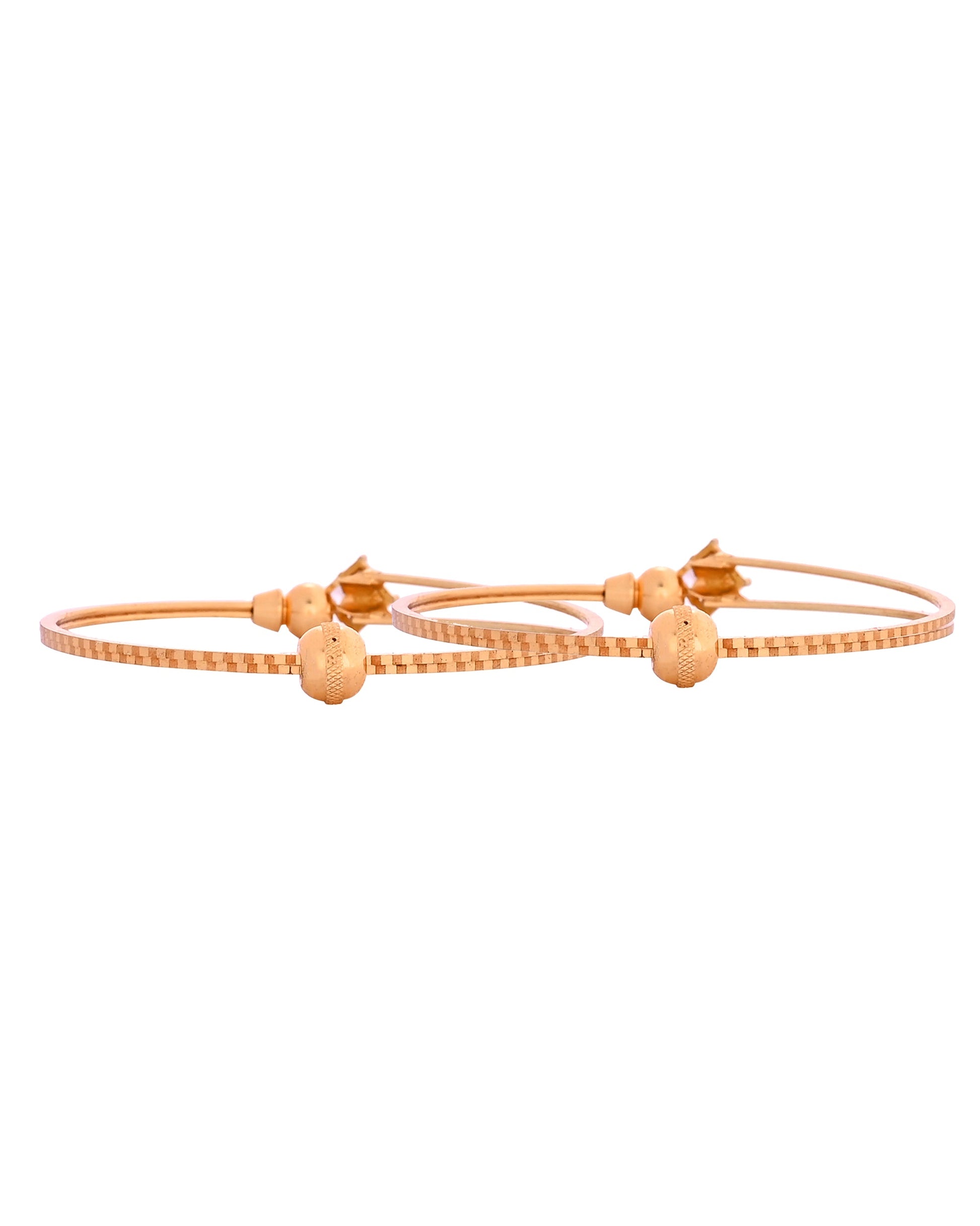VOJ Set Of 2 Gold Polished Stone Studded Squares Shaped Bangles - Swadesiicart