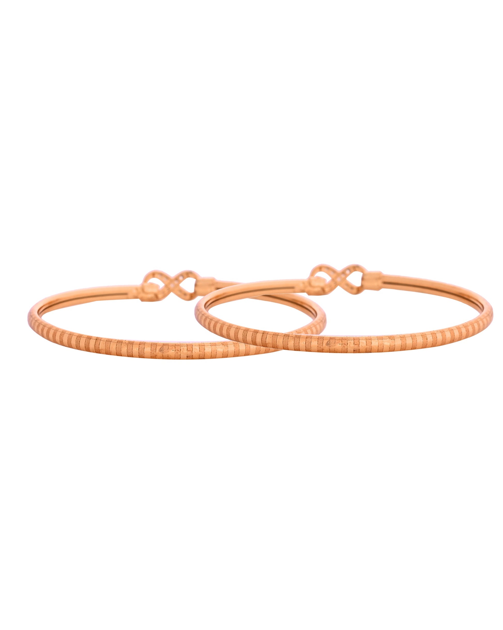 VOJ Set Of 2 Gold Polished AD Studded Infinite Shaped Bangles - Swadesiicart
