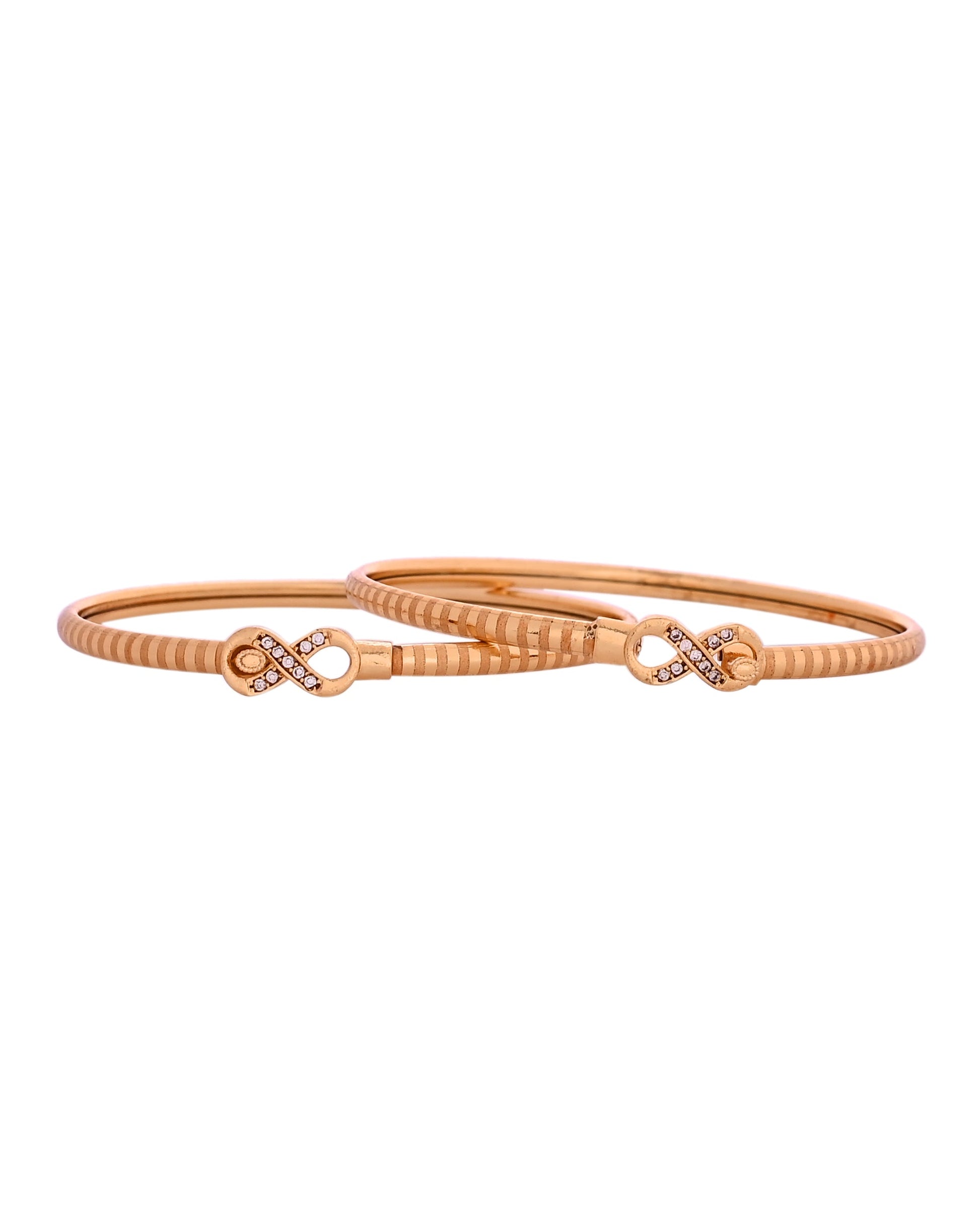 VOJ Set Of 2 Gold Polished AD Studded Infinite Shaped Bangles - Swadesiicart