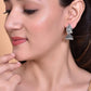 VOJ Kanha Studded Oxidised Silver Plated Contemporary Jhumka - Swadesiicart