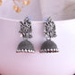 VOJ Kanha Studded Oxidised Silver Plated Contemporary Jhumka - Swadesiicart