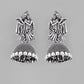 VOJ Kanha Studded Oxidised Silver Plated Contemporary Jhumka - Swadesiicart