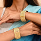 VOJ Set Of 2 Gold Polished Hand Crafted Bangles - Swadesiicart