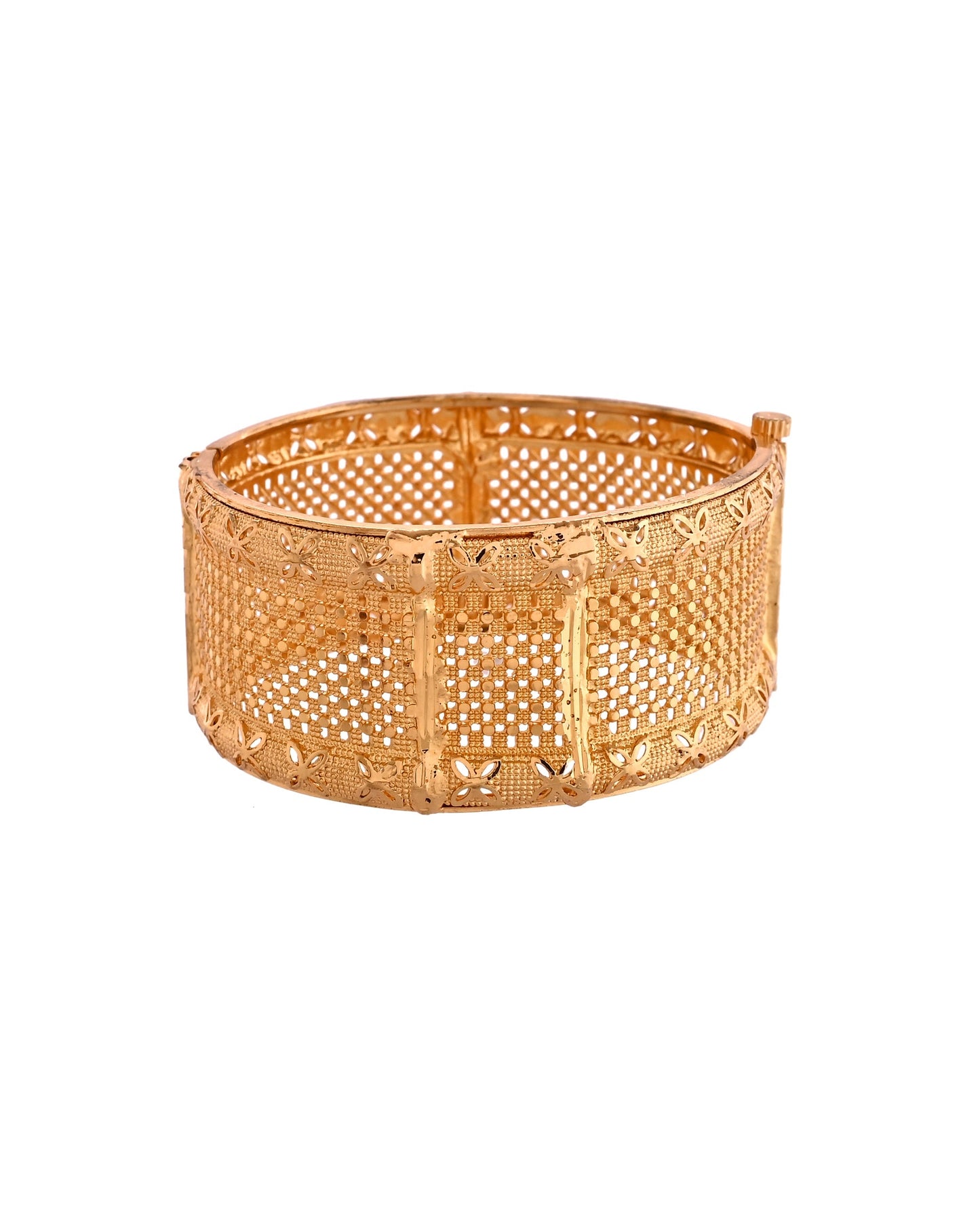 VOJ Set Of 2 Gold Polished Hand Crafted Bangles - Swadesiicart