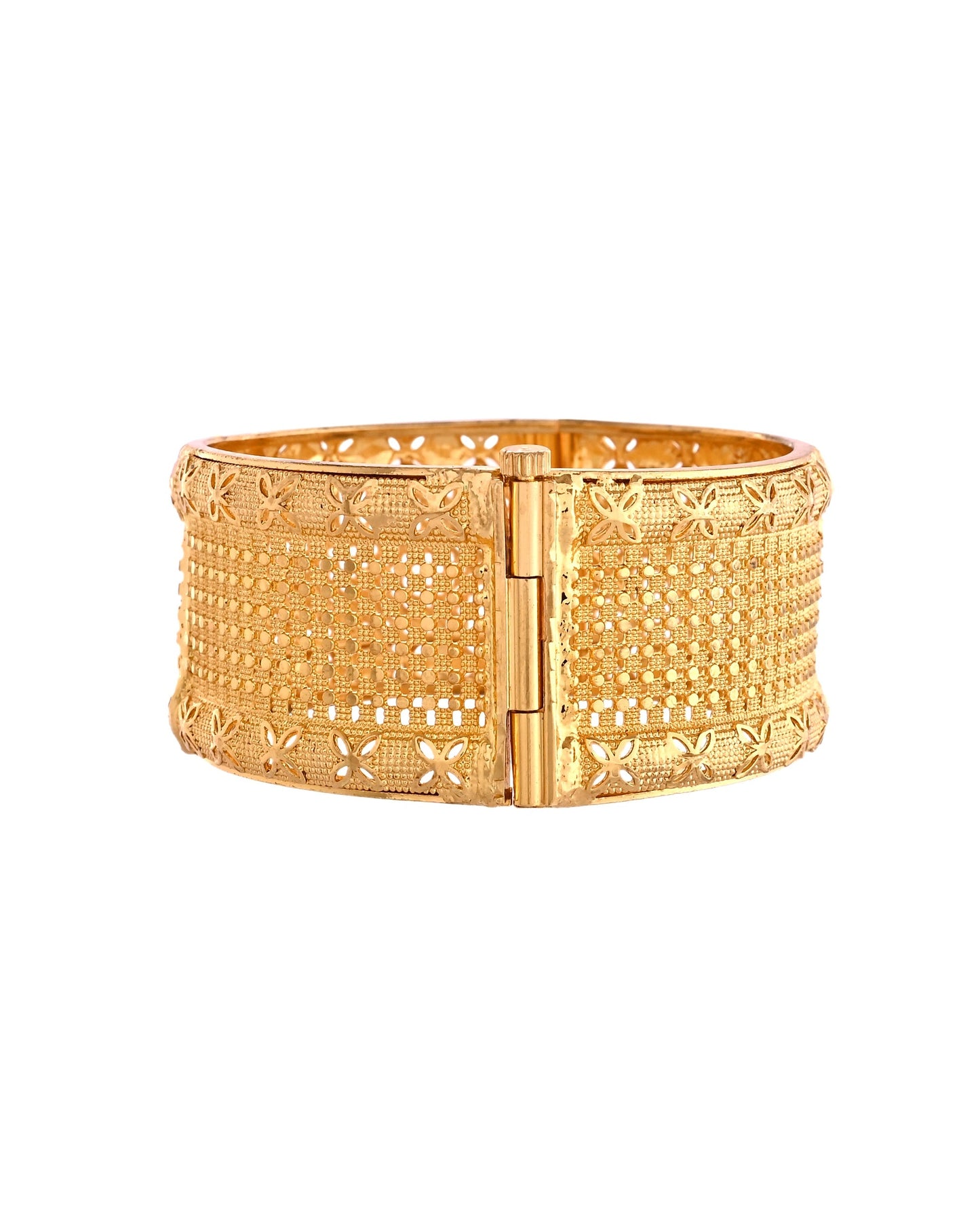 VOJ Set Of 2 Gold Polished Hand Crafted Bangles - Swadesiicart
