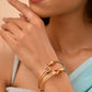 VOJ Set Of 2 Gold Polished Red Stone-Studded Bangles - Swadesiicart