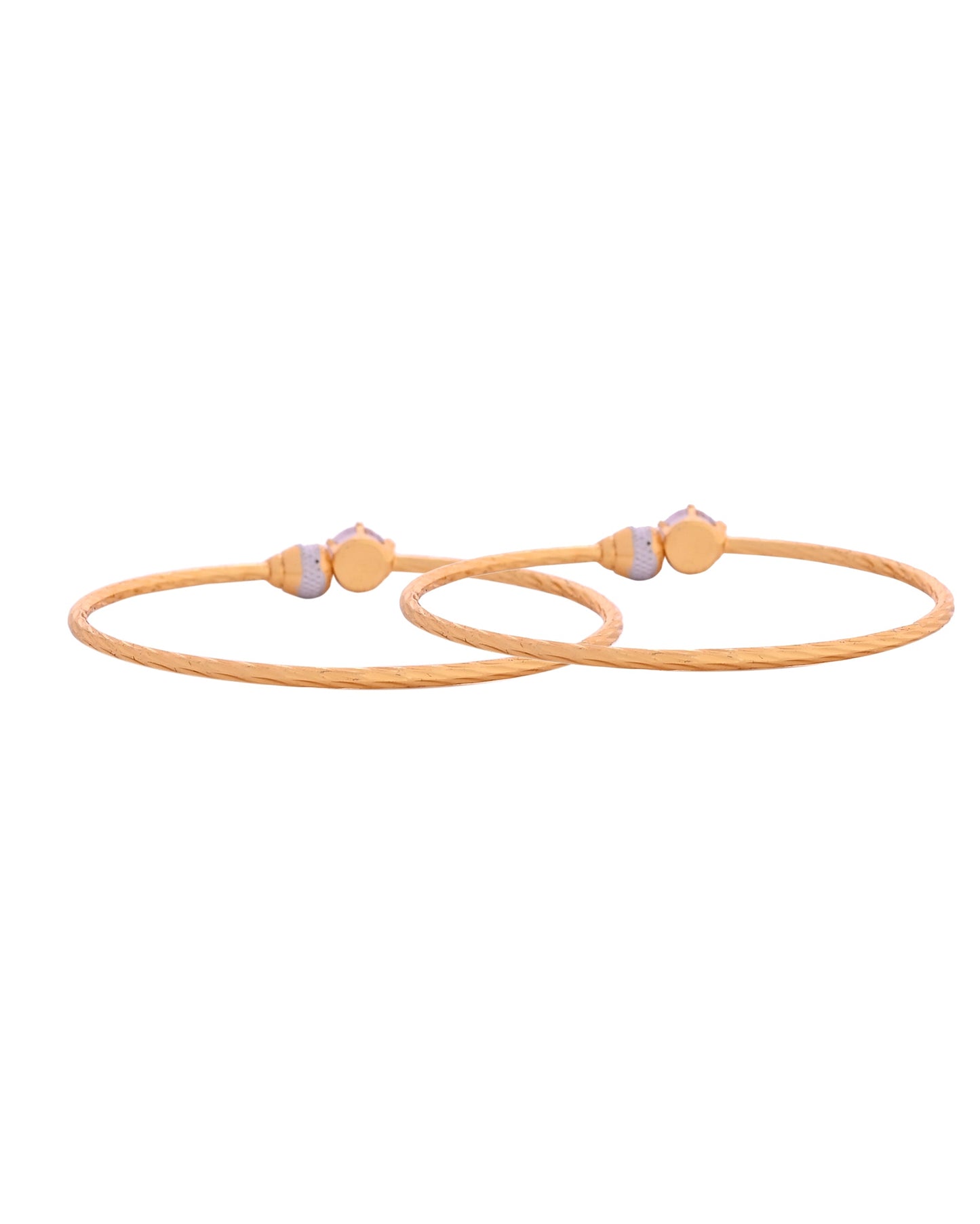 VOJ Set Of 2 Gold Polished Stone-Studded Bangles - Swadesiicart