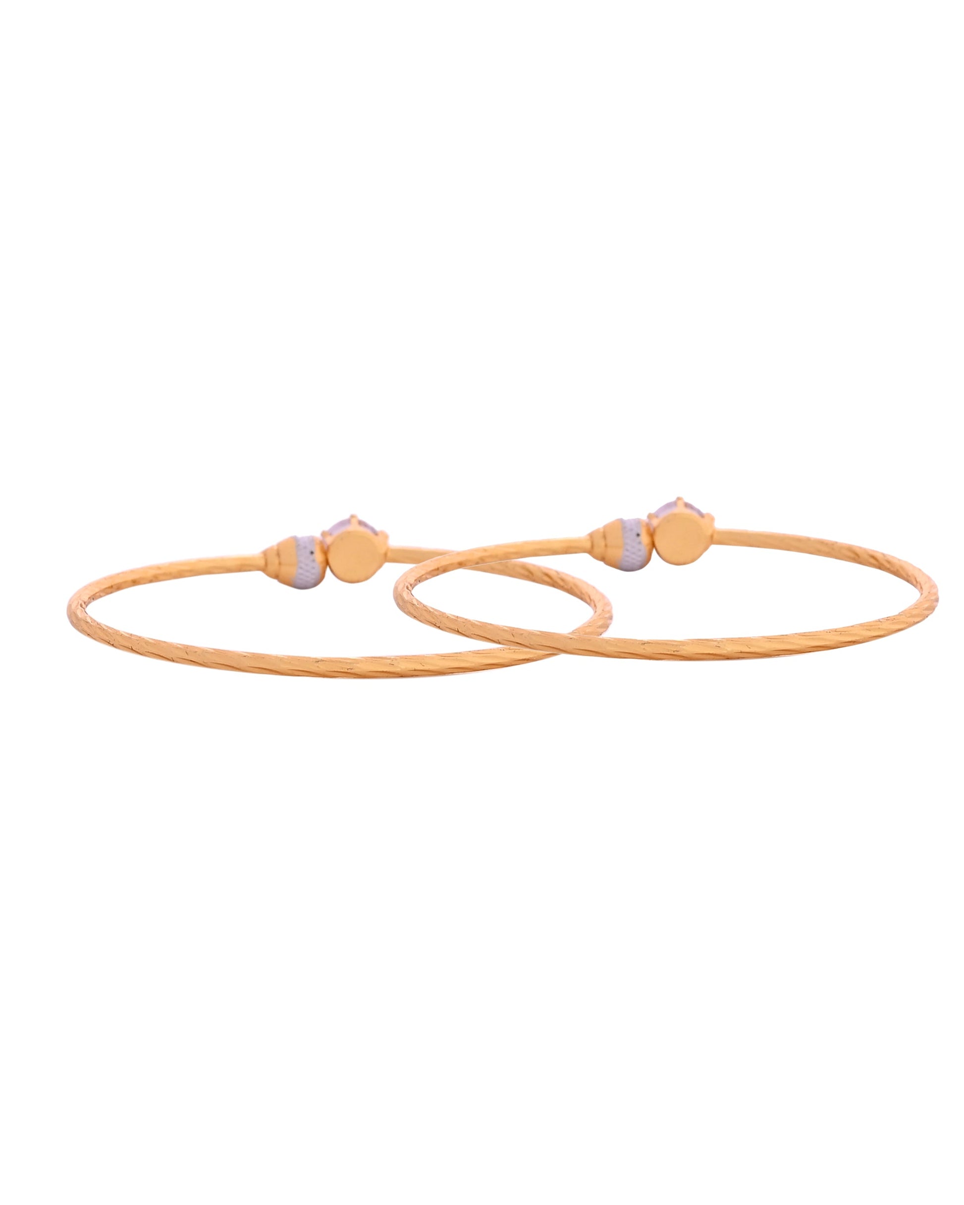 VOJ Set Of 2 Gold Polished Stone-Studded Bangles - Swadesiicart