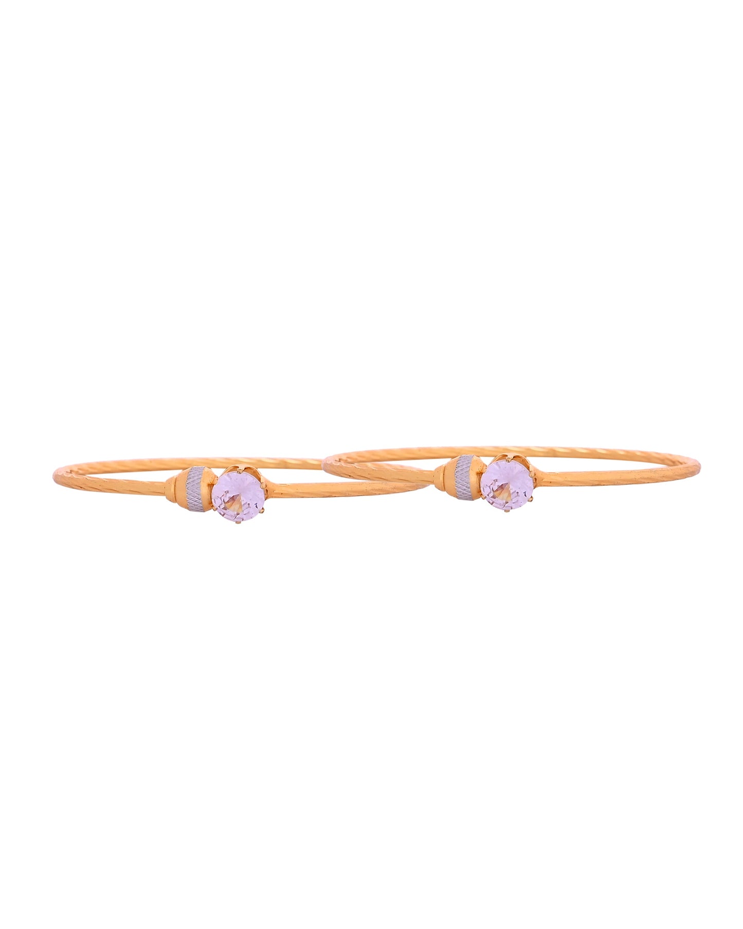 VOJ Set Of 2 Gold Polished Stone-Studded Bangles - Swadesiicart