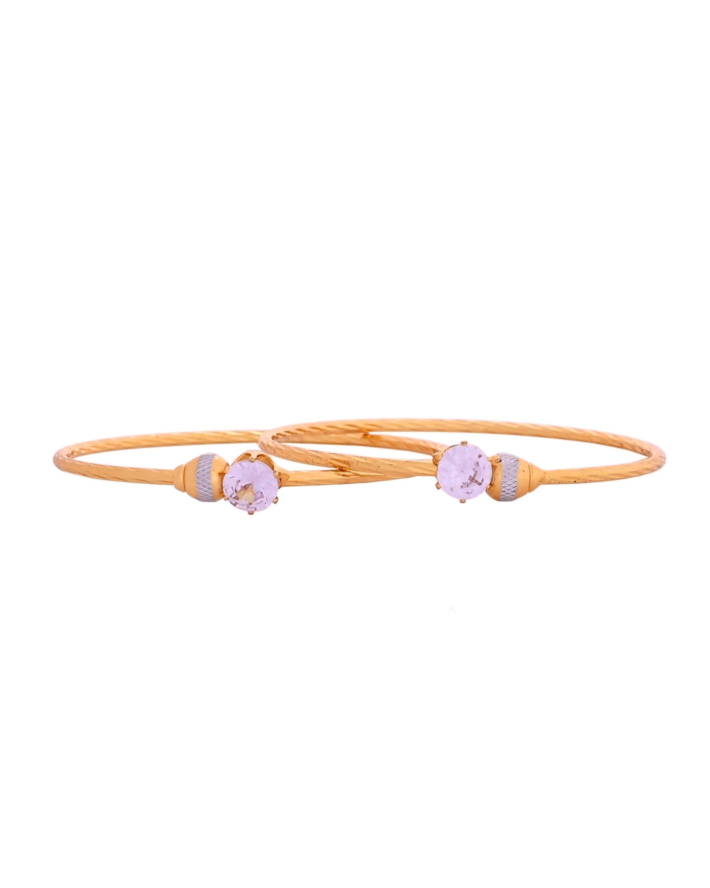 VOJ Set Of 2 Gold Polished Stone-Studded Bangles - Swadesiicart