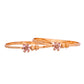 VOJ Set Of 2 Gold Polished Pink Stone Studded Floral Shaped Bangles - Swadesiicart