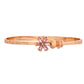 VOJ Set Of 2 Gold Polished Pink Stone Studded Floral Shaped Bangles - Swadesiicart