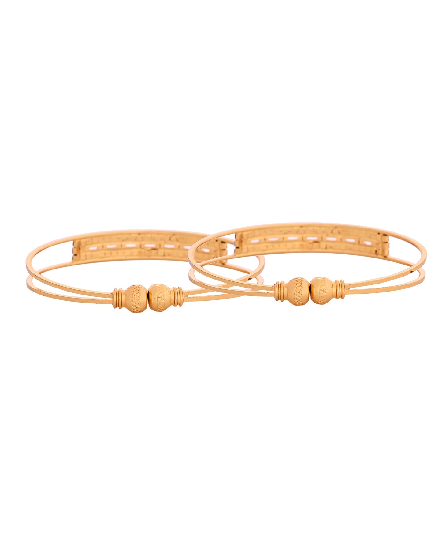 VOJ Set Of 2 Gold Polished Stone Studded Bangles - Swadesiicart