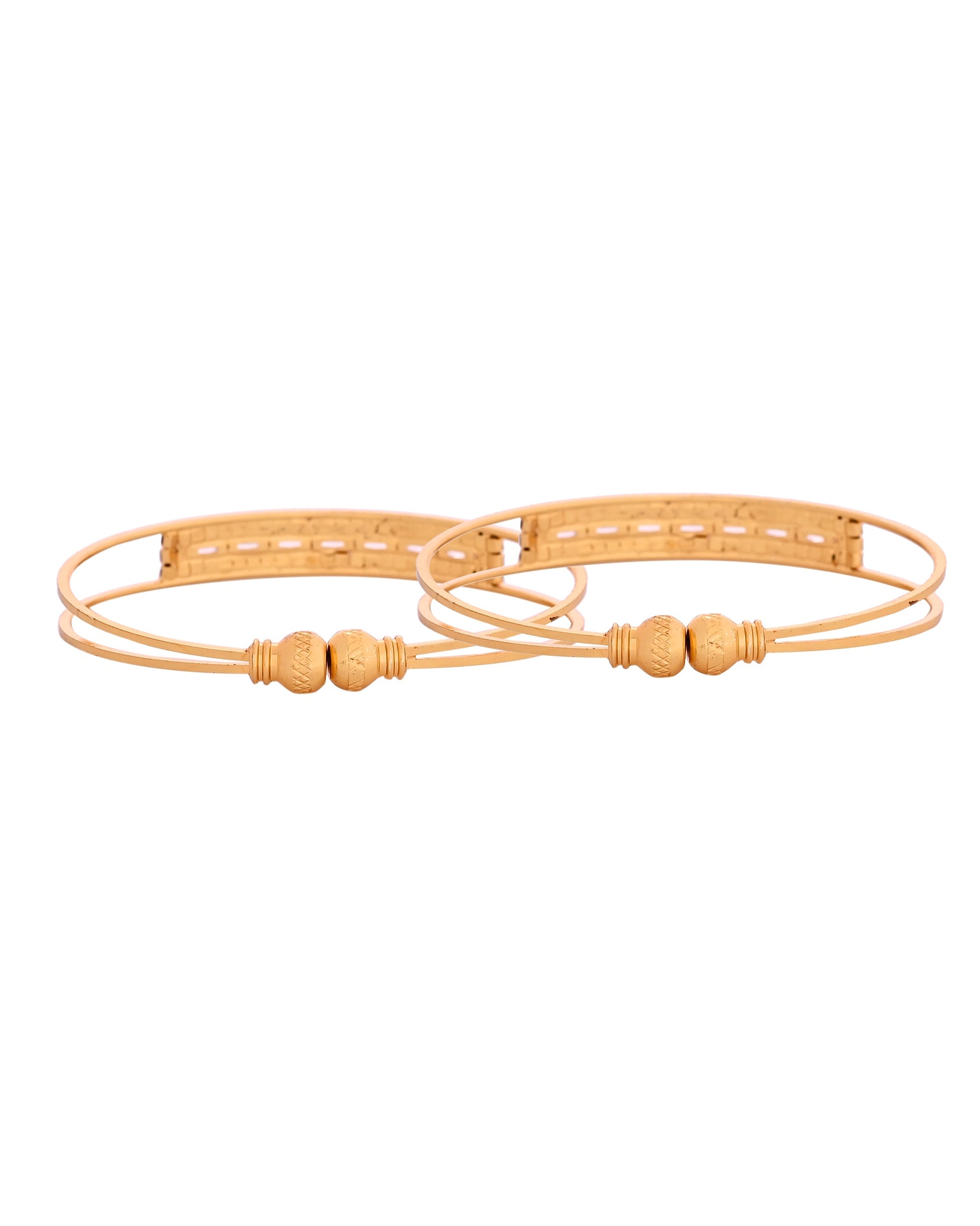 VOJ Set Of 2 Gold Polished Stone Studded Bangles - Swadesiicart