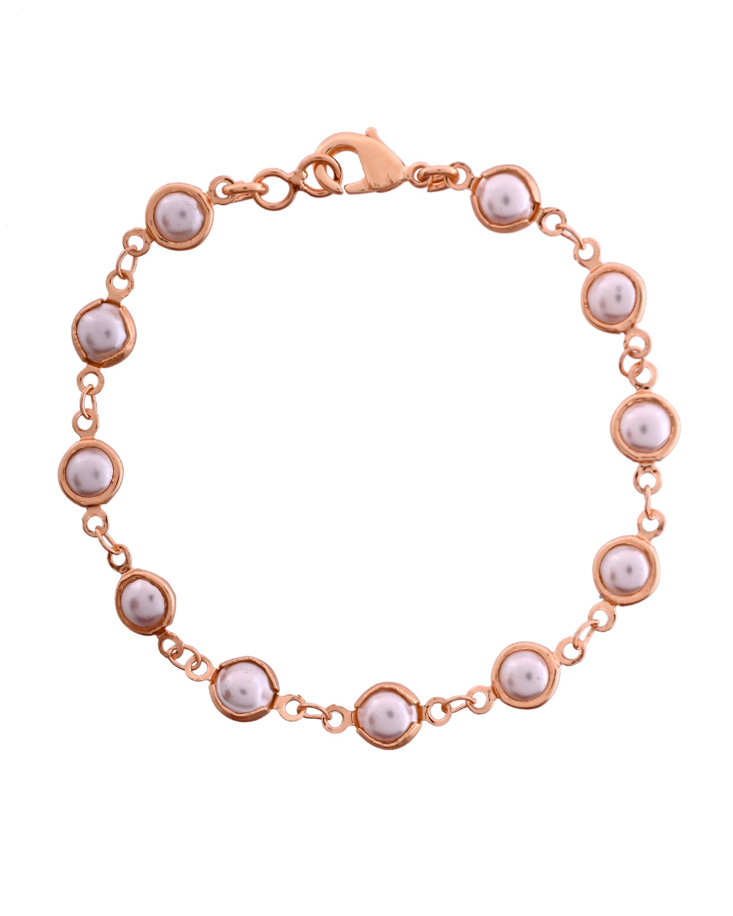 VOJ Rose Gold Polished Pearl Studded Bracelet - Swadesiicart