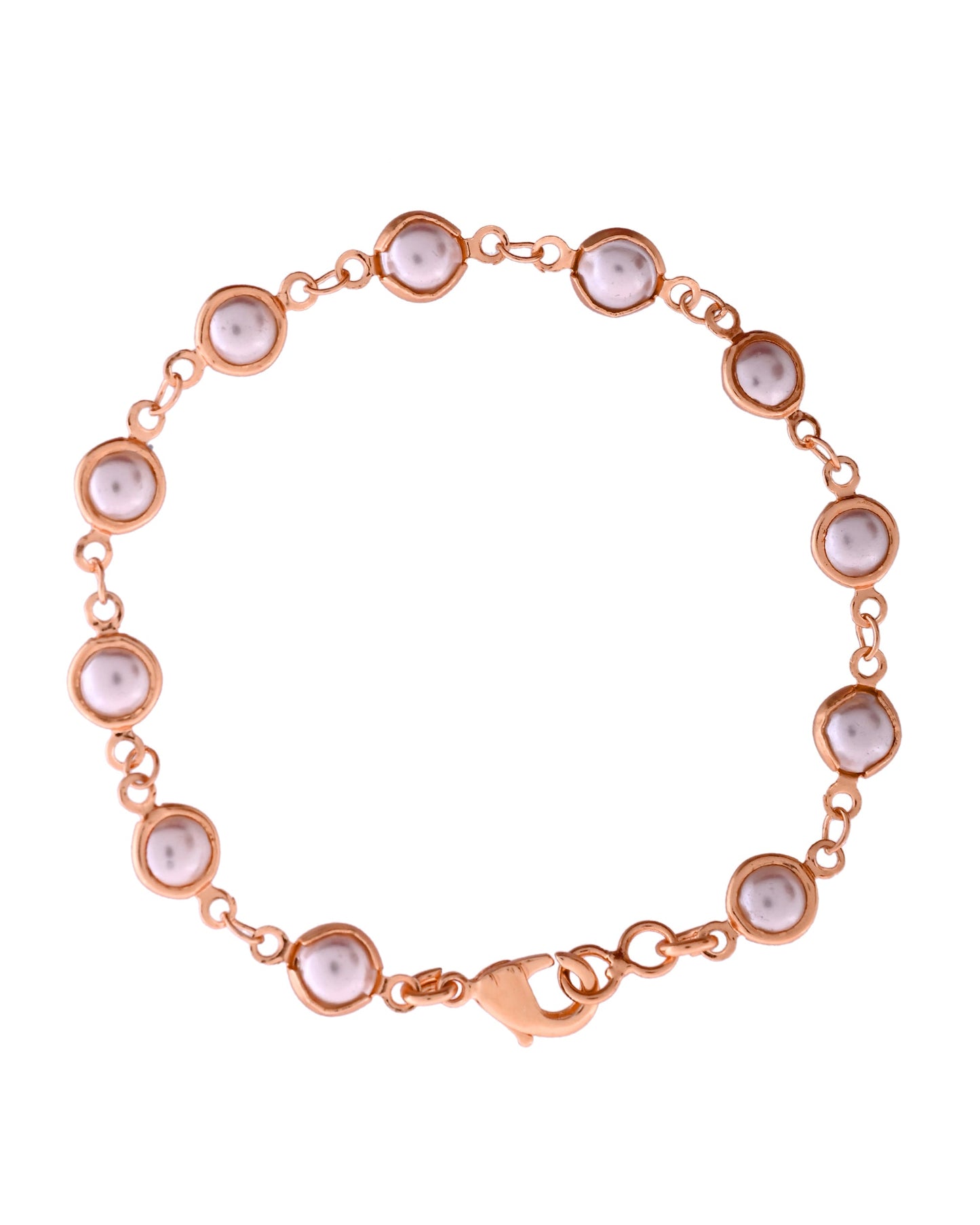 VOJ Rose Gold Polished Pearl Studded Bracelet - Swadesiicart