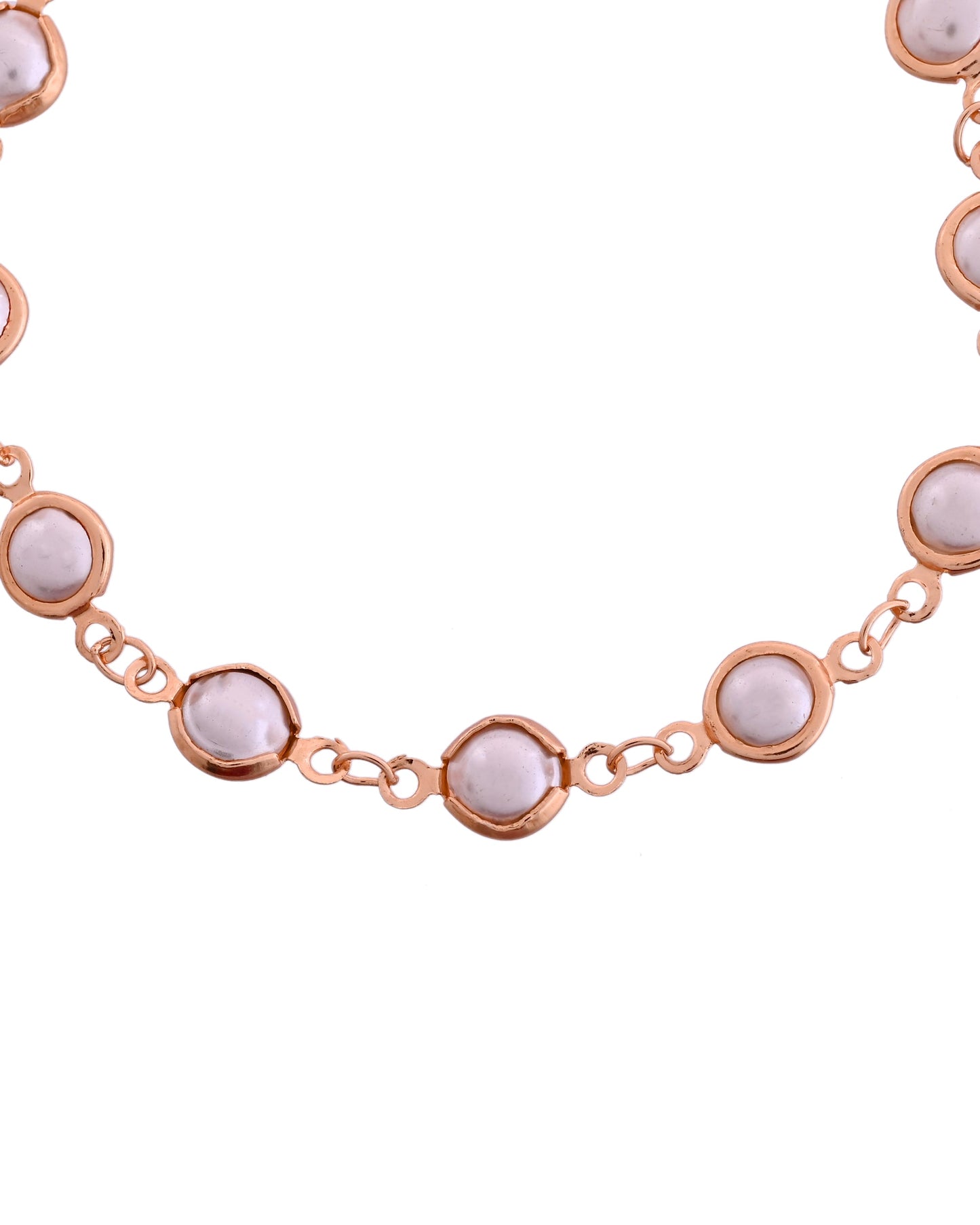 VOJ Rose Gold Polished Pearl Studded Bracelet - Swadesiicart