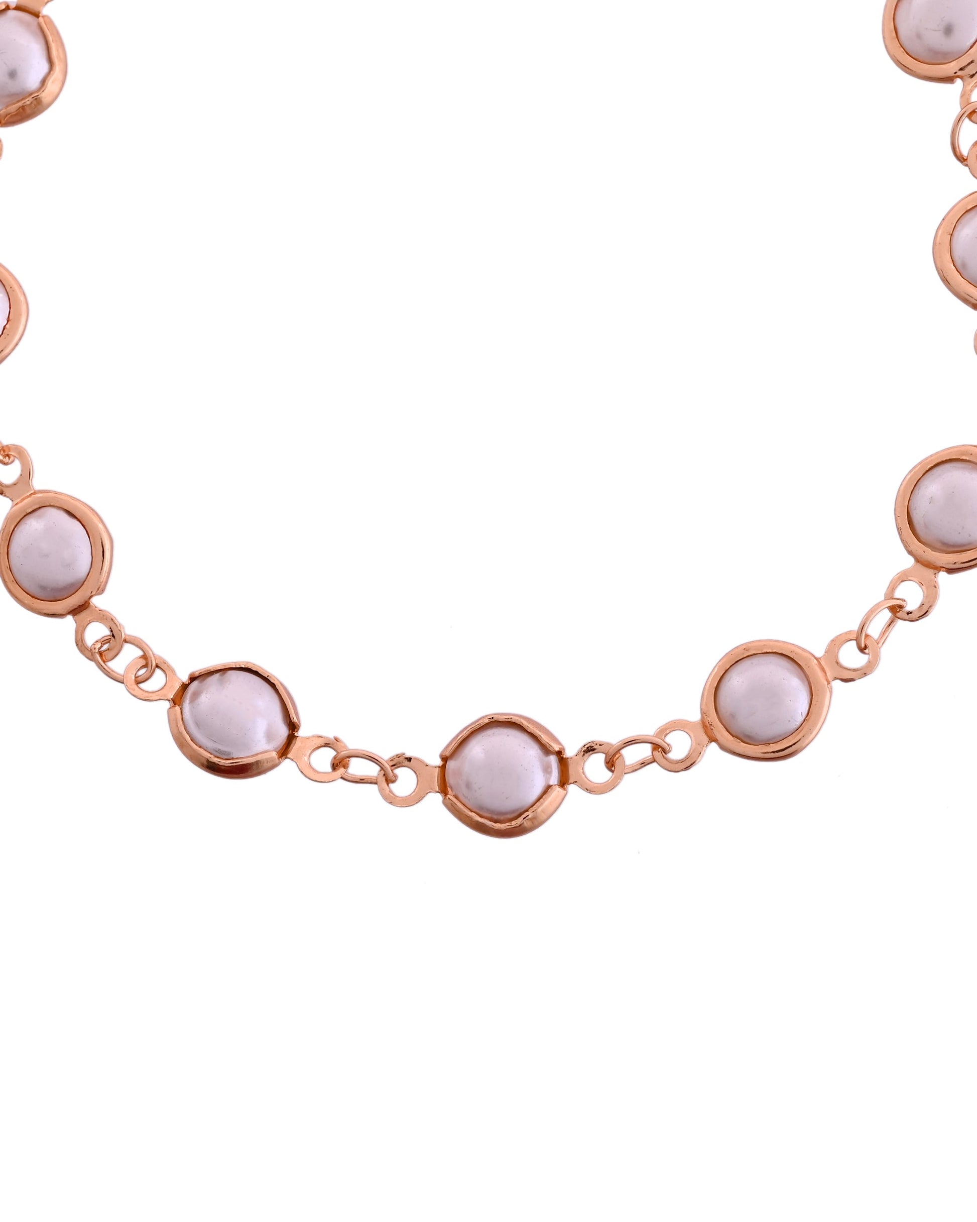 VOJ Rose Gold Polished Pearl Studded Bracelet - Swadesiicart