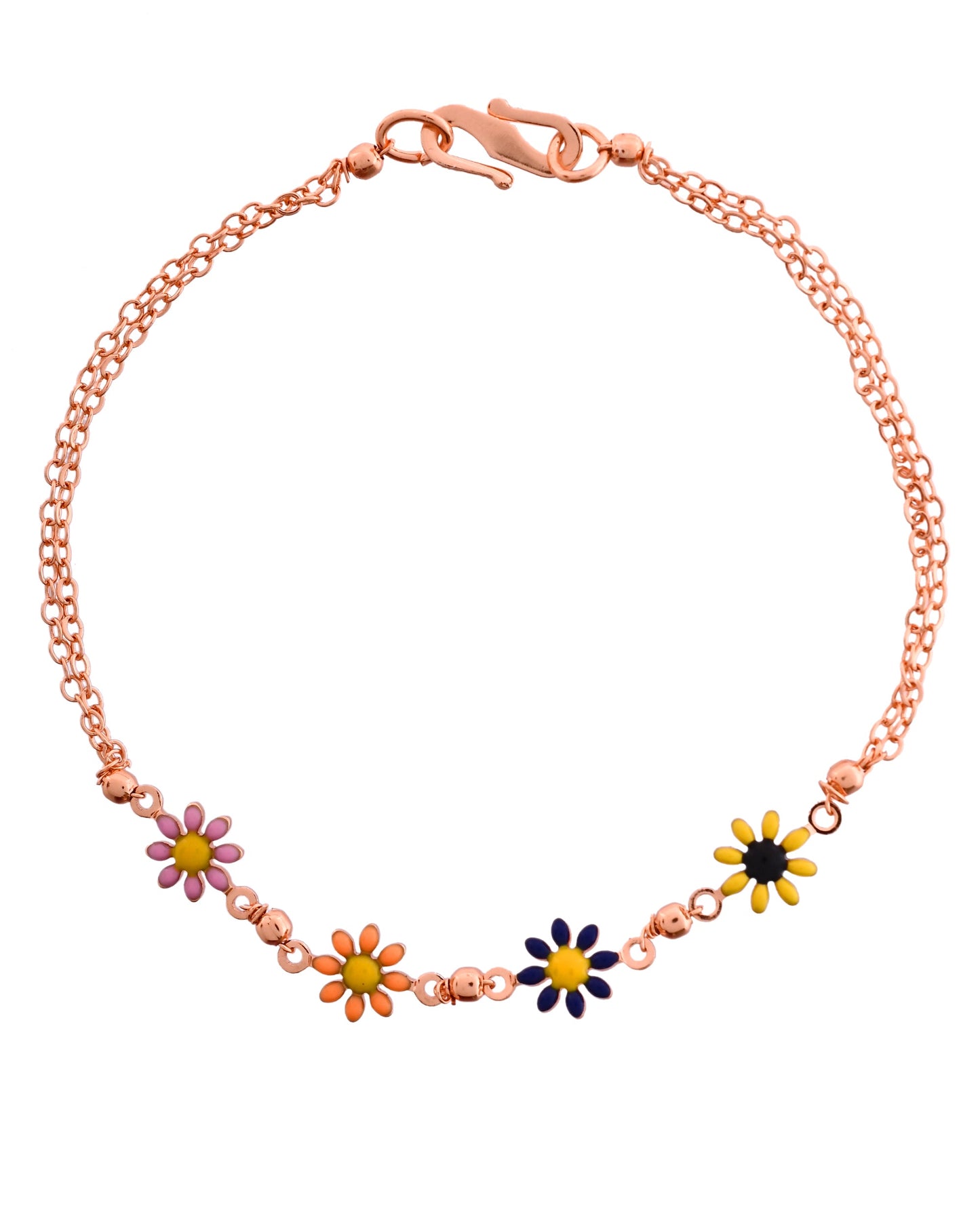 VOJ Rose Gold Polished Floral Shaped Bracelet - Swadesiicart