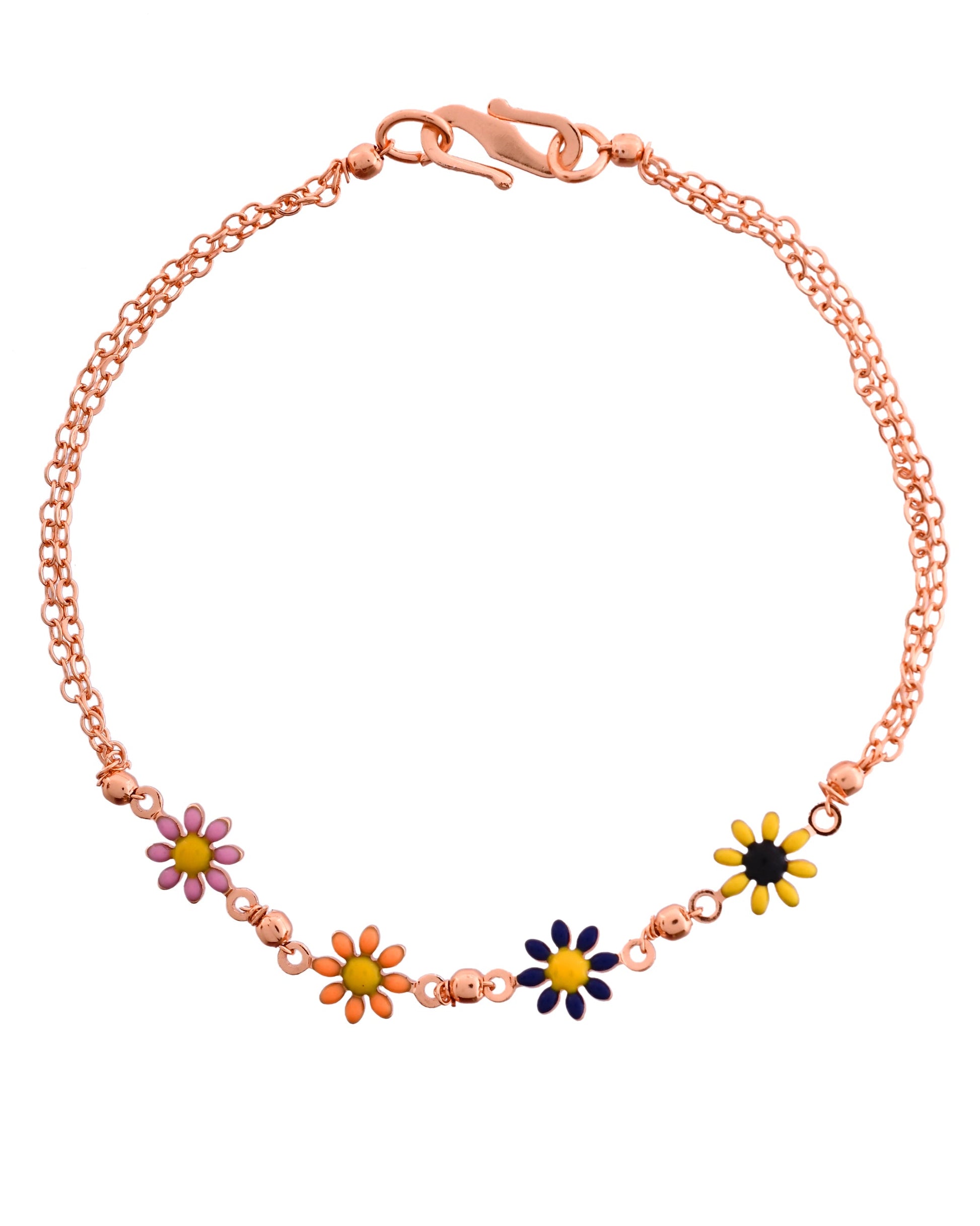 VOJ Rose Gold Polished Floral Shaped Bracelet - Swadesiicart