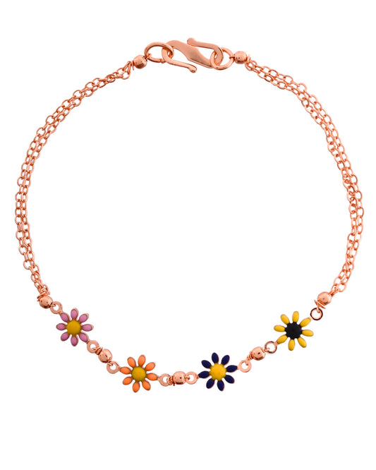 VOJ Rose Gold Polished Floral Shaped Bracelet - Swadesiicart