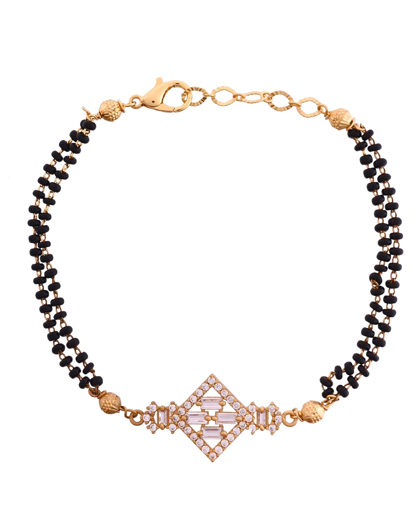 VOJ Gold Polished AD Studded Circular Hand MangalSutra - Swadesiicart