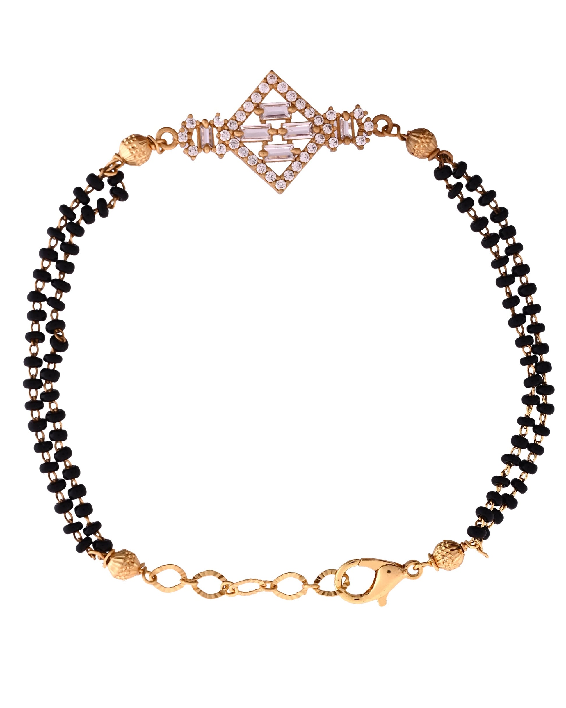 VOJ Gold Polished AD Studded Circular Hand MangalSutra - Swadesiicart