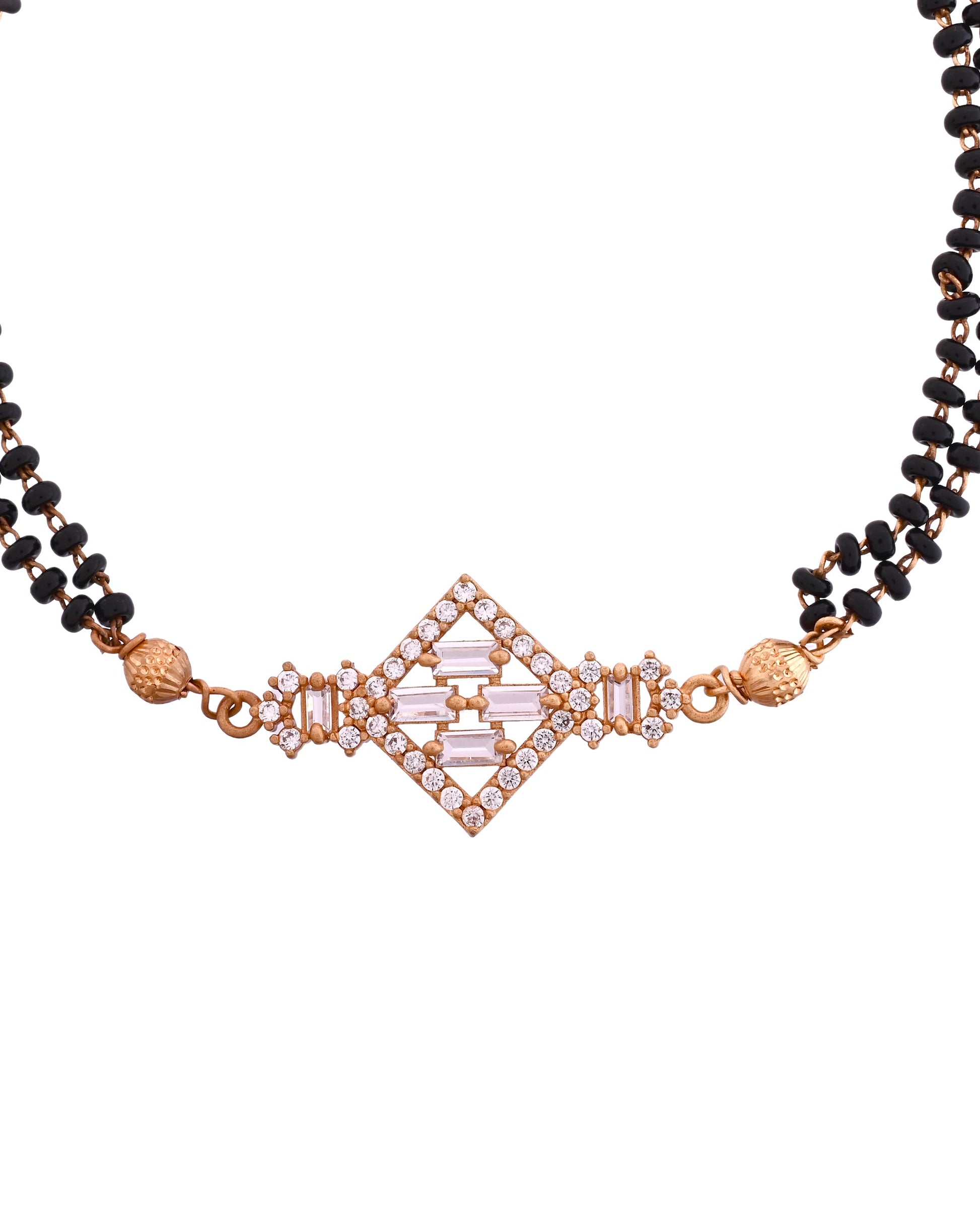 VOJ Gold Polished AD Studded Circular Hand MangalSutra - Swadesiicart