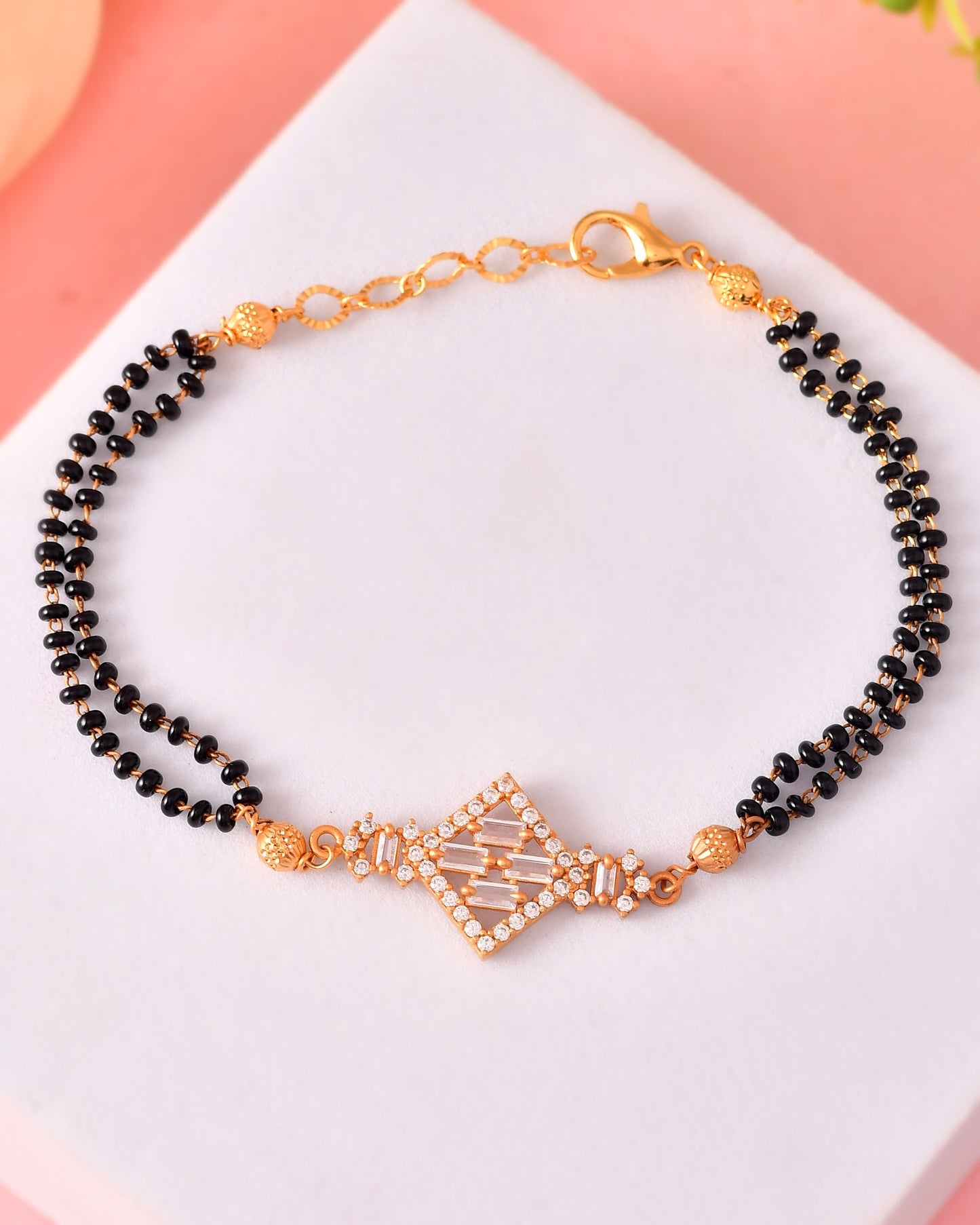 VOJ Gold Polished AD Studded Circular Hand MangalSutra - Swadesiicart
