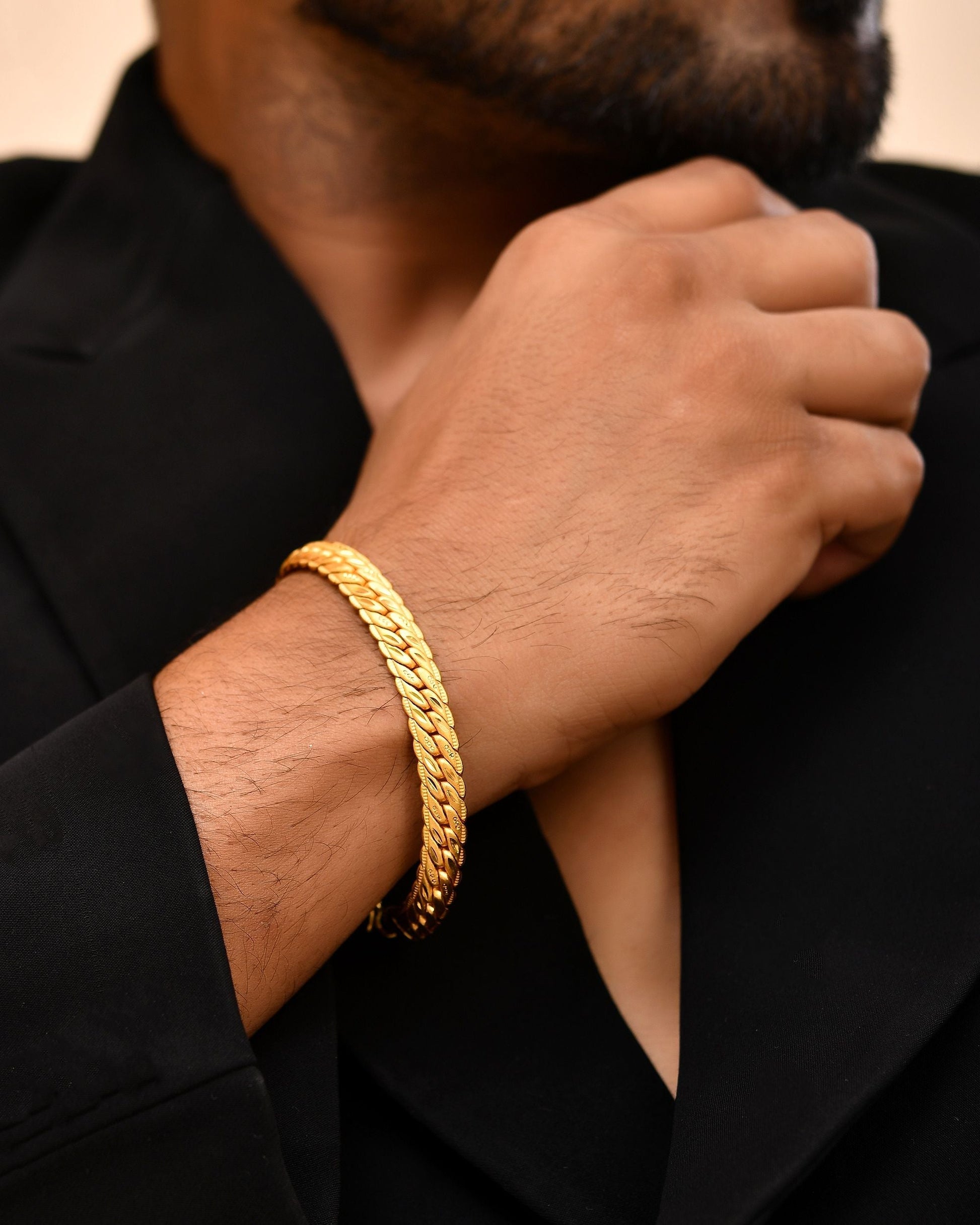 VOJ Gold Polished HandCrafted linked Bracelet - Swadesiicart