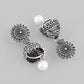 VOJ White Bead Studded Circular Oxidised Silver Plated Contemporary Jhumka - Swadesiicart