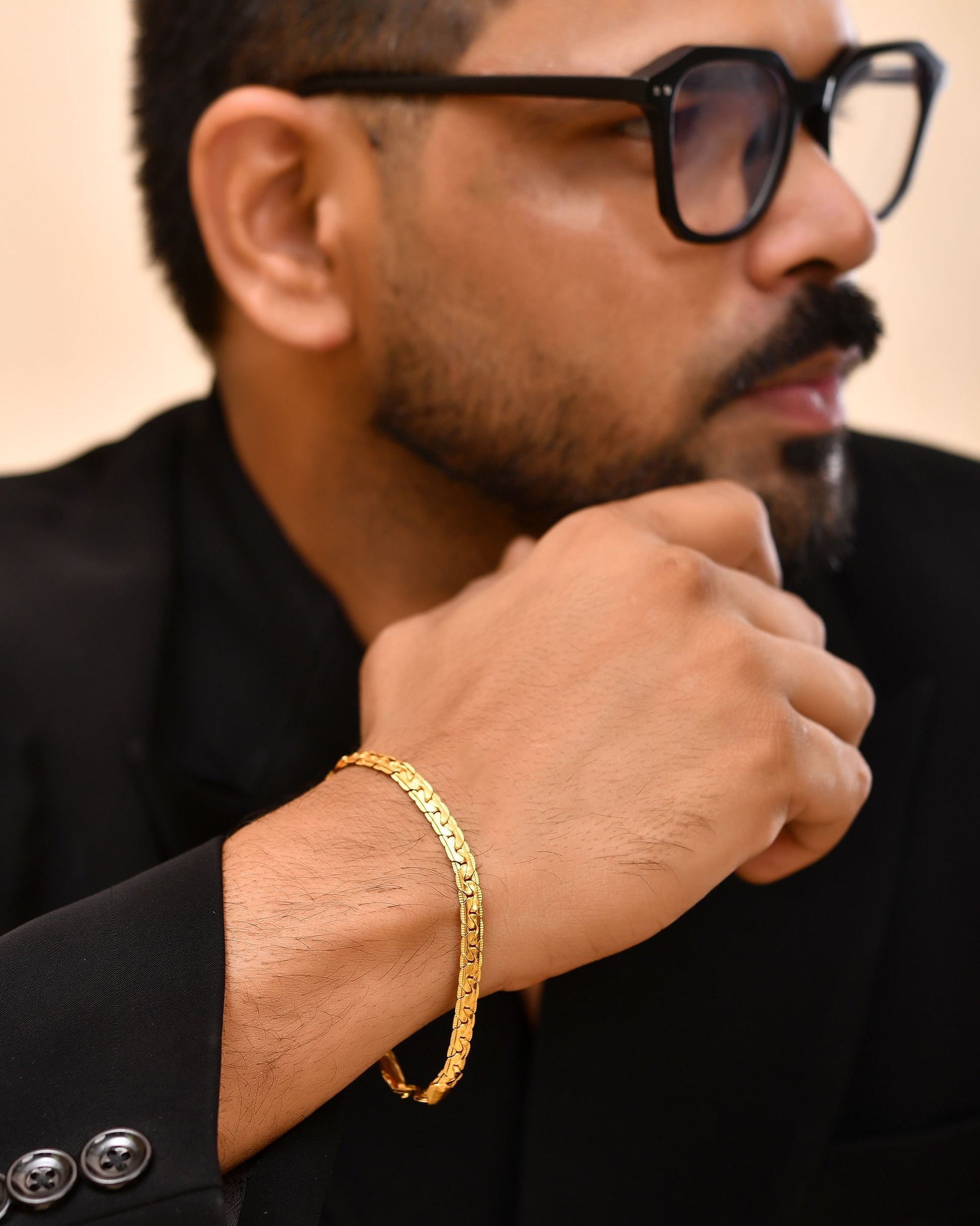 VOJ Gold Polished Designer Handcrafted Bracelet - Swadesiicart