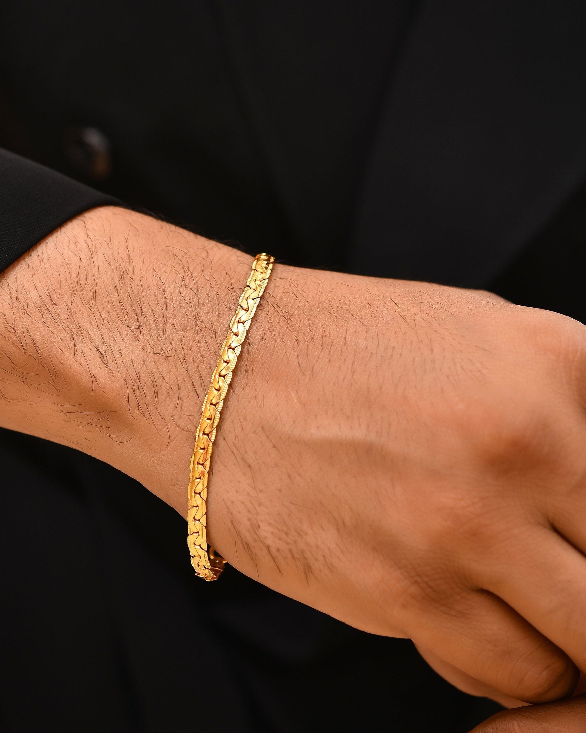 VOJ Gold Polished Designer Handcrafted Bracelet - Swadesiicart