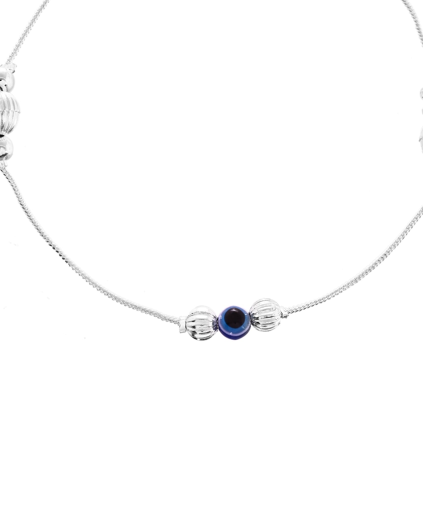 VOJ Set of 2 Silver Plated Handcrafted Evil Eye Anklet - Swadesiicart