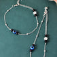 VOJ Set of 2 Silver Plated Evil Eye Beaded Anklet - Swadesiicart