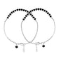 VOJ Set Of 2 Silver-Plated Artificial Beads Stainless Steel Anklet - Swadesiicart