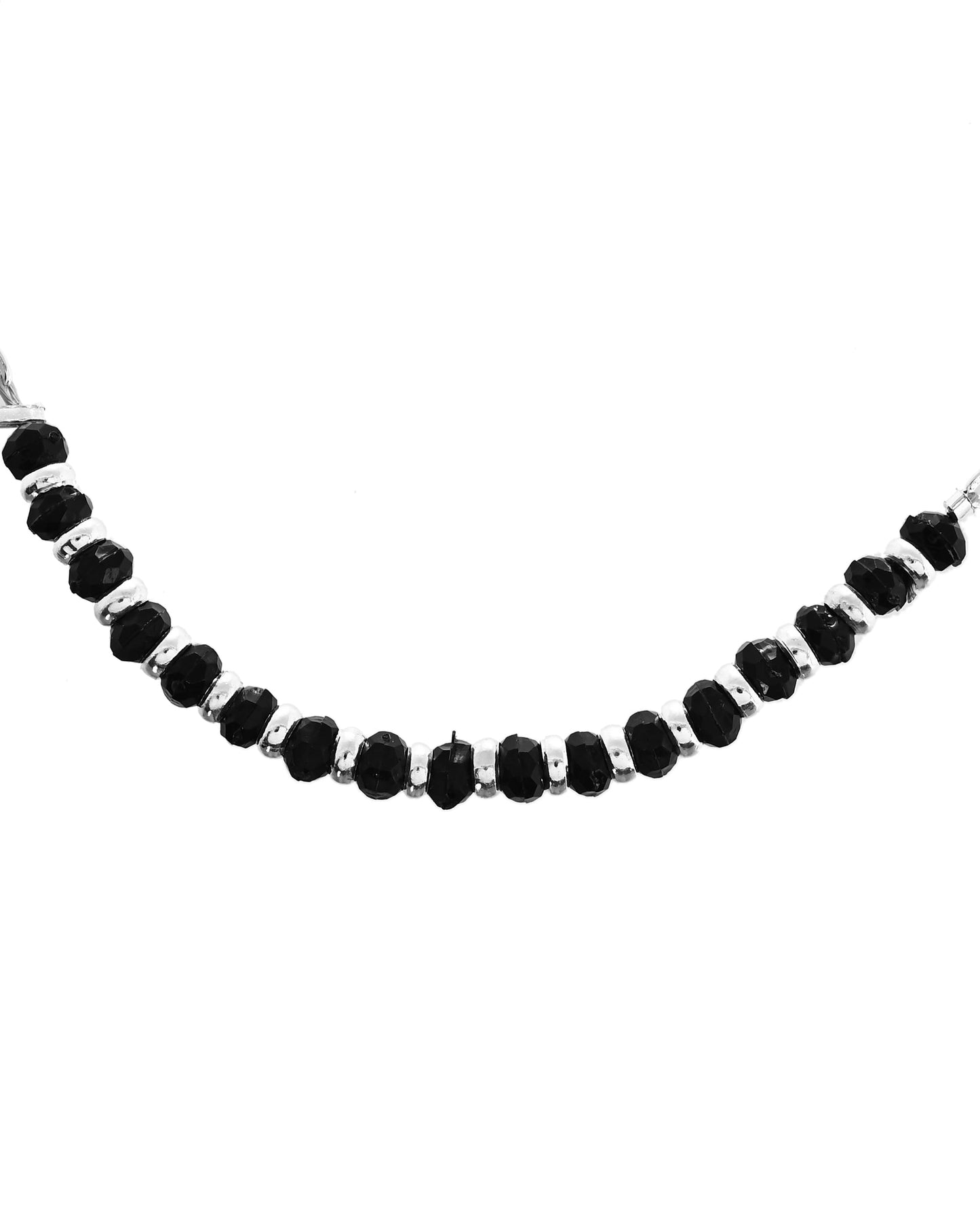 VOJ Set Of 2 Silver-Plated Artificial Beads Stainless Steel Anklet - Swadesiicart