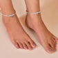 VOJ Set of 2 Silver Plated Stainless Steel Elasticated Anklet - Swadesiicart