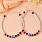 VOJ Set of 2 Silver Plated Artificial Beads Studded Evil Eye Anklet - Swadesiicart