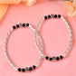 VOJ Set of 2 Silver Tone Stainless Steel Artificial Beads Elasticated Anklet - Swadesiicart